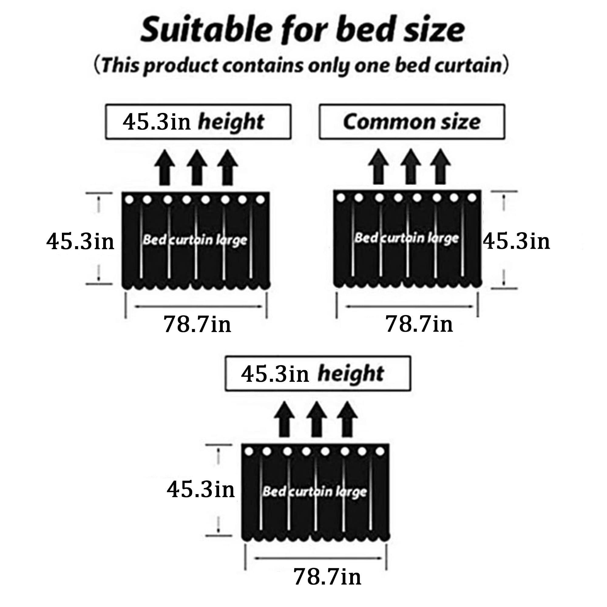 3-Piece Blackout Bed Canopy for College Dorm Bunk Beds - Privacy Curtains, Mosquito Net & Dustproof Shade for Single Bed Tent (Black) - Perfect for Student Dorm Rooms, Sleep Pods & Privacy Spaces