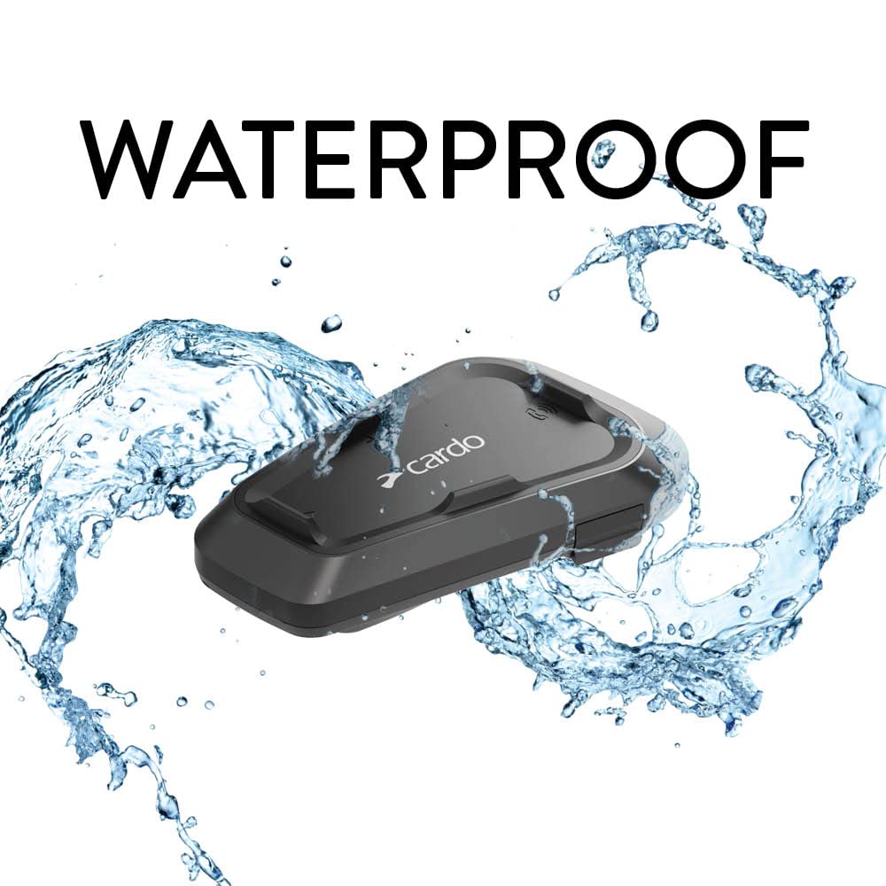 Cardo Spirit HD Motorcycle Bluetooth Headset - Wireless Intercom for Riders, Noise Cancelling, Single Pack (Black) - Perfect for Group Rides, Touring & Highway Communication