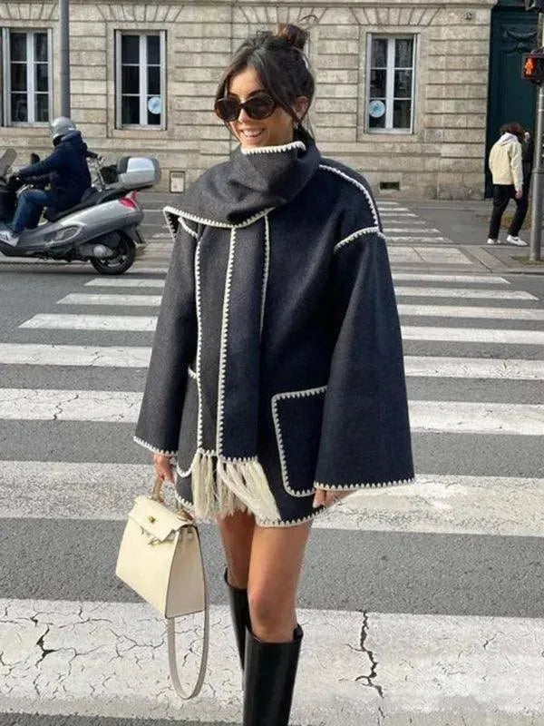 Women's Wool Shawl Coat - Warm Winter Wrap for Casual Outings & Office Wear | Soft & Stylish Outerwear for Fall & Winter Fashion
