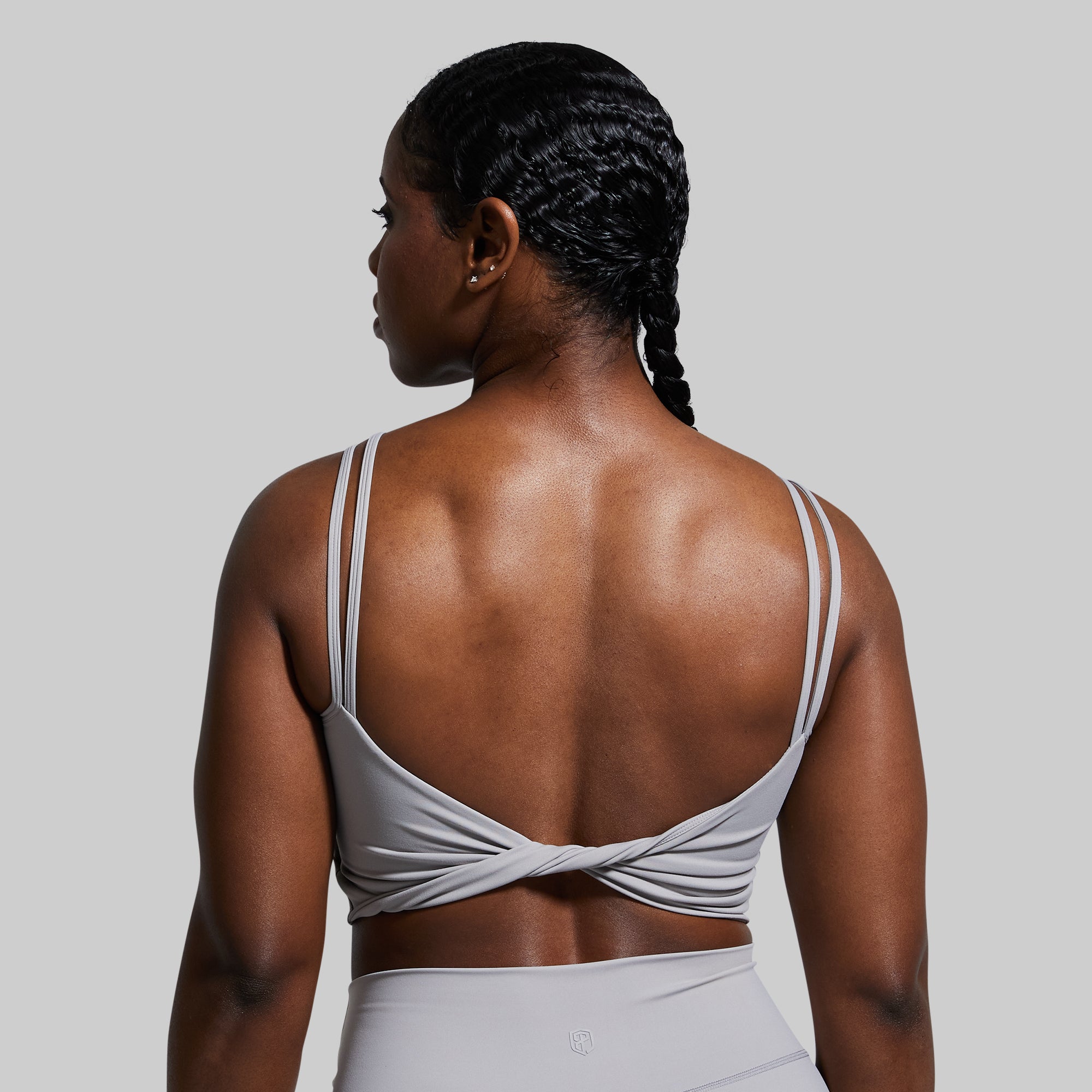 High Support Don't Get It Twisted Sports Bra in Stone - Perfect for Yoga, Running & Gym Workouts