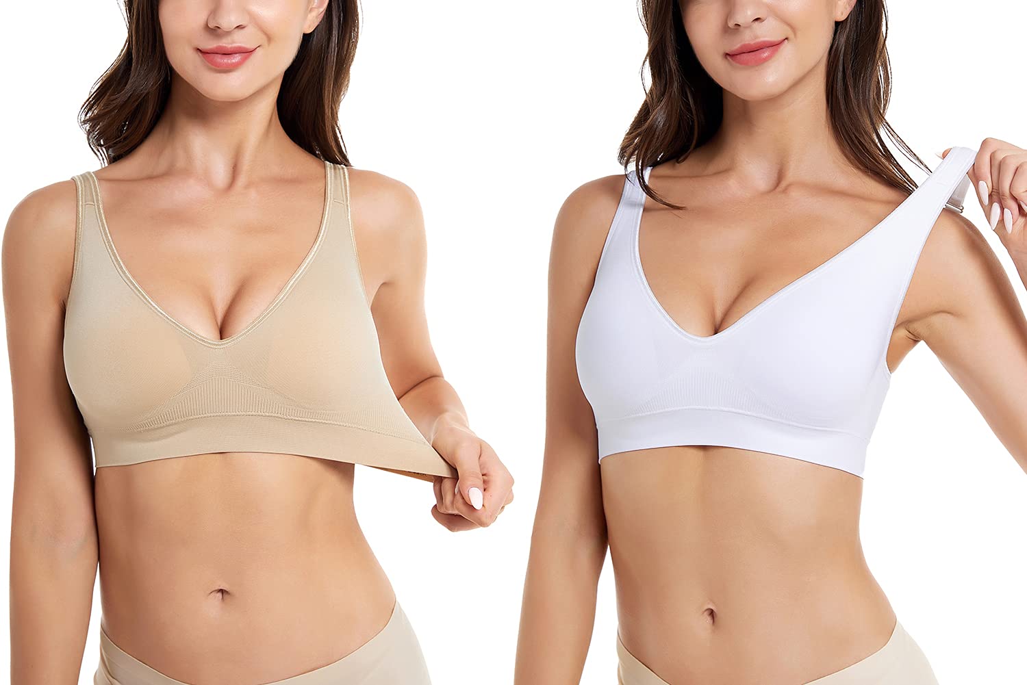 Wireless Bras for Women - Non Wired Seamless Comfort Bras with Removable Pads (3 Pack) | Perfect for Yoga, Workout & Everyday Wear