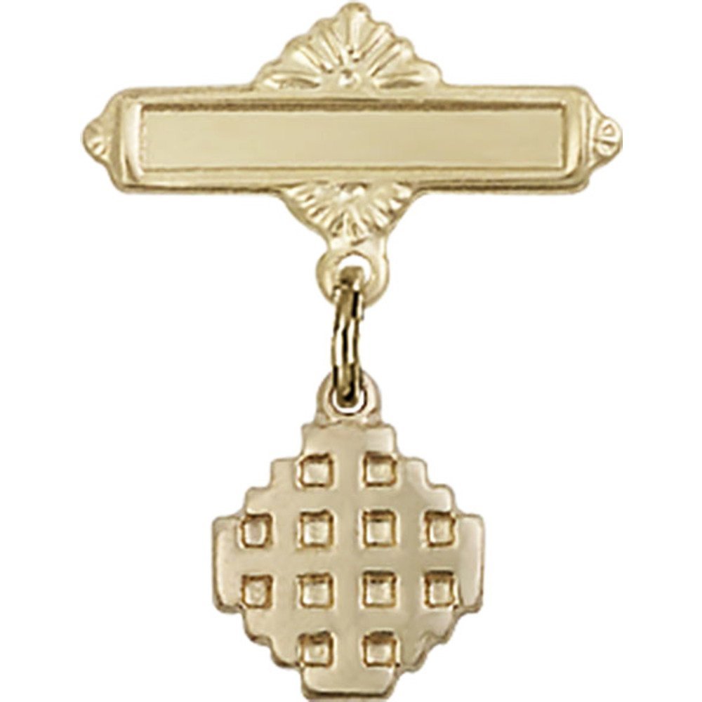 Gold Filled Baby Badge with Jerusalem Cross Charm - 7/8