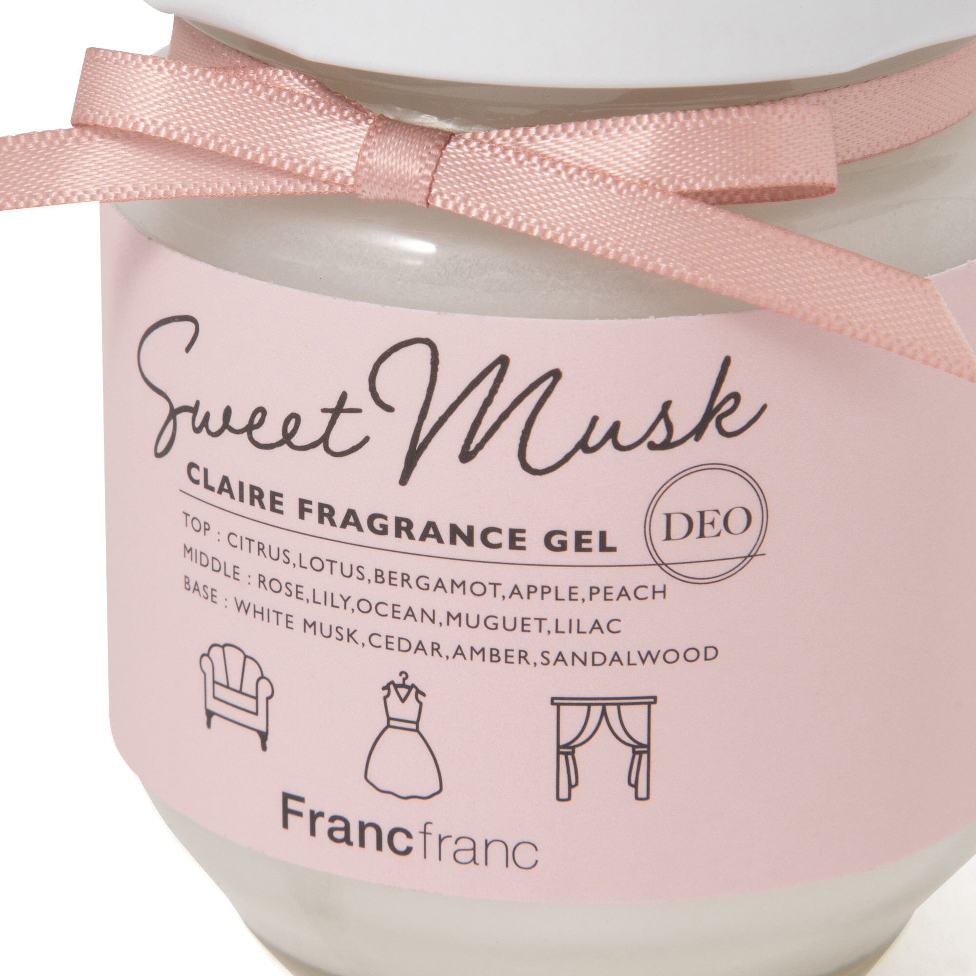 Claire Sweet Musk Deodorizing Fragrance Gel - Pink Scented Air Freshener for Home, Bathroom, Car & Office