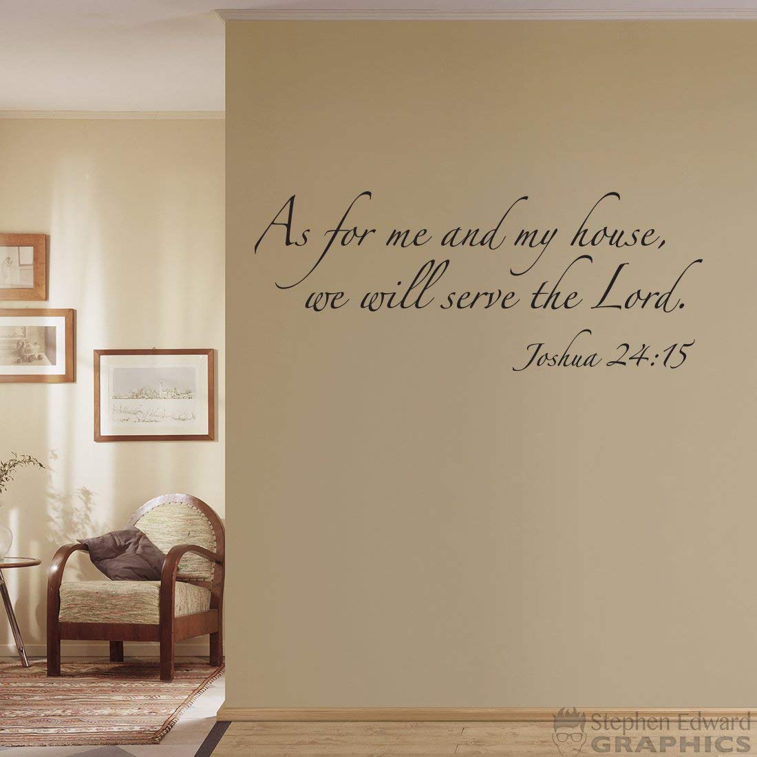 Joshua 24:15 Bible Verse Wall Decal - 'As For Me and My House We Will Serve the Lord' Christian Home Decor - Perfect for Living Room, Nursery & Church Wall Art