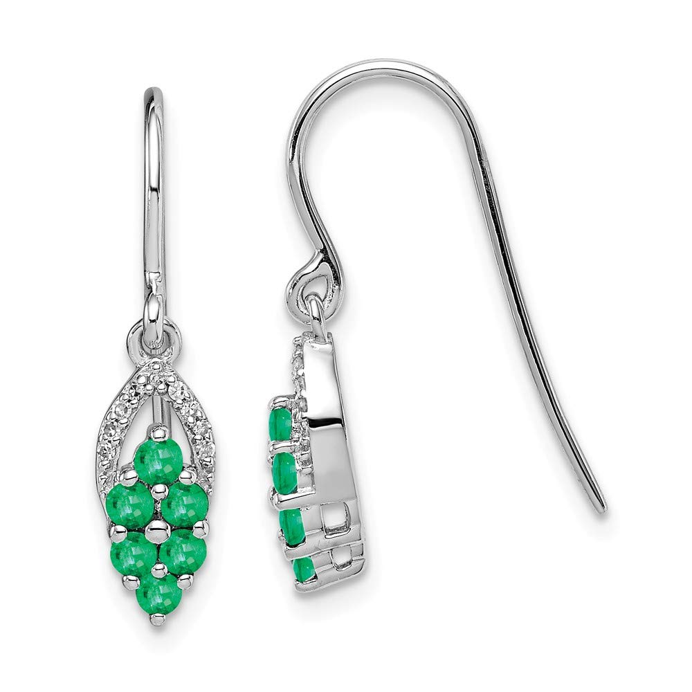 Sterling Silver Rhodium Plated Diamond & Aquamarine Shepherd Hook Earrings for Women | Dainty Birthstone Jewelry | Perfect for Weddings, Parties & Everyday Wear