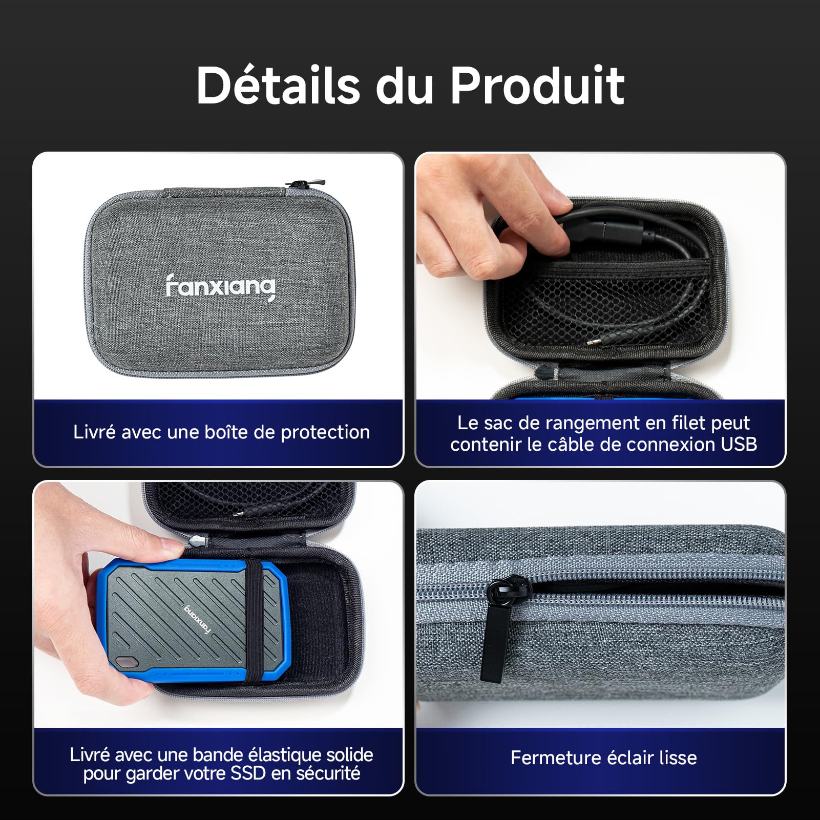 Fanxiang 2TB External SSD Hard Drive - USB 3.2 Gen2 2000MB/s High Speed, IP68 Water Dust Resistant, Portable Solid State Drive for Gaming, Photography, Video Editing & Business Storage - Perfect for Travel, Office & Backup Solutions