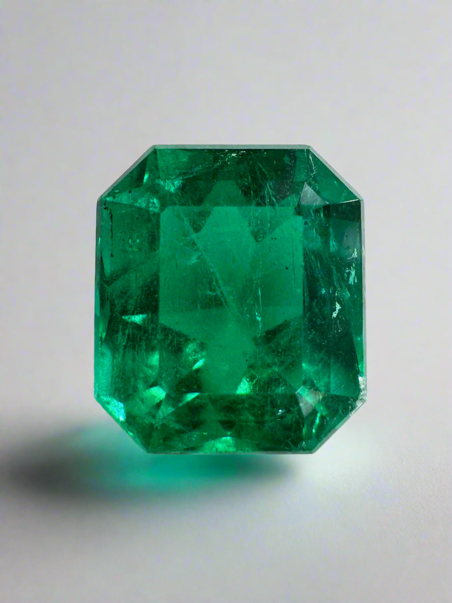 2.78 Carat 9x8 Vivid Green Chunky Emerald Cut Loose Colombian Emerald Gemstone for Jewelry Making, Engagement Rings & Luxury Gifts | Natural Green Emerald Stone for Necklaces, Earrings & Custom Designs