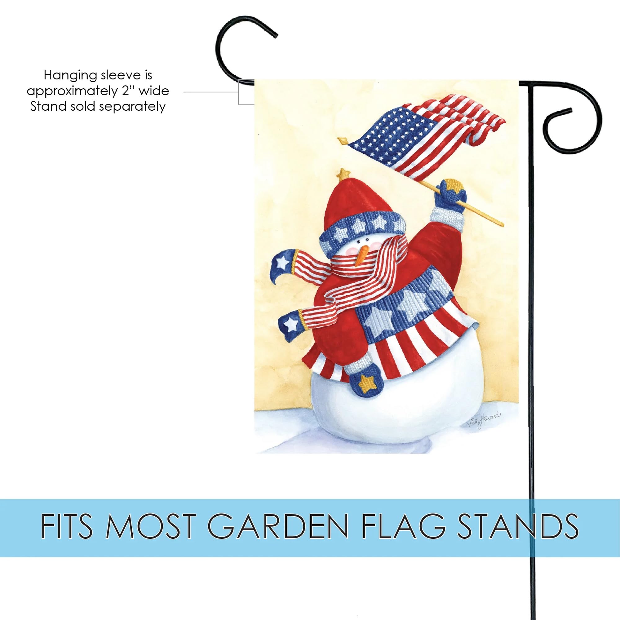 Toland Home Garden 12x18 Inch Double Sided Winter Snowman Flag - Patriotic Star Spangled Outdoor Yard Decoration for House & Garden | Perfect for Christmas, Winter Holidays & Seasonal Home Decor