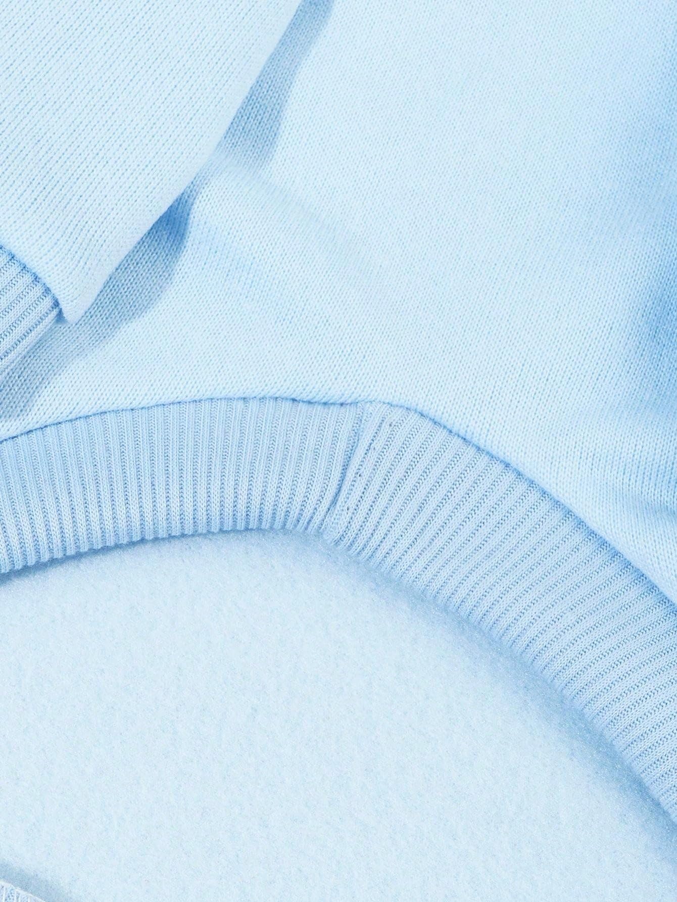 QWINEE Light Blue Dog Hoodie & Cat Apparel - Warm Pet Jacket for Small Medium Dogs & Puppies - Cozy Winter Outfit for Indoor/Outdoor Activities
