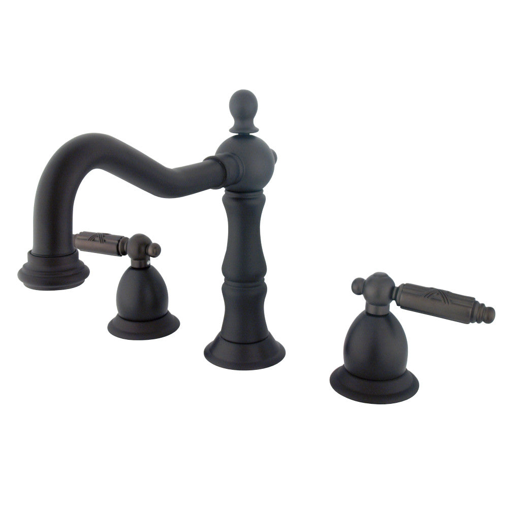 Heritage 8 Inch Widespread Bathroom Faucet with Designer Lever Handles - Modern Waterfall Spout for Vanity Sinks, Perfect for Master Bathroom Renovation and Powder Room Upgrade