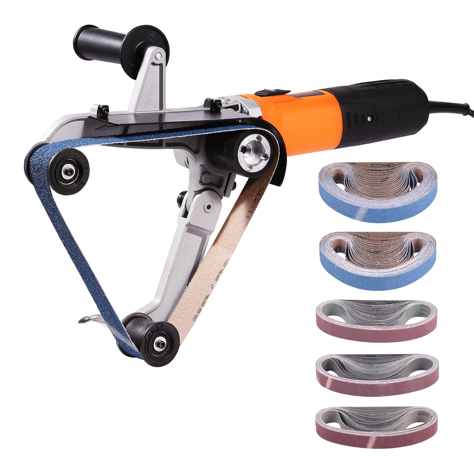 VEVOR 1000W Professional Pipe Tube Polisher & Belt Sander - 6 Adjustable Speeds (1100-3200 RPM) with 100 Sanding Belts for Metal Finishing, Rust Removal & Surface Burnishing - Ideal for DIY Projects, Metalworking & Industrial Applications