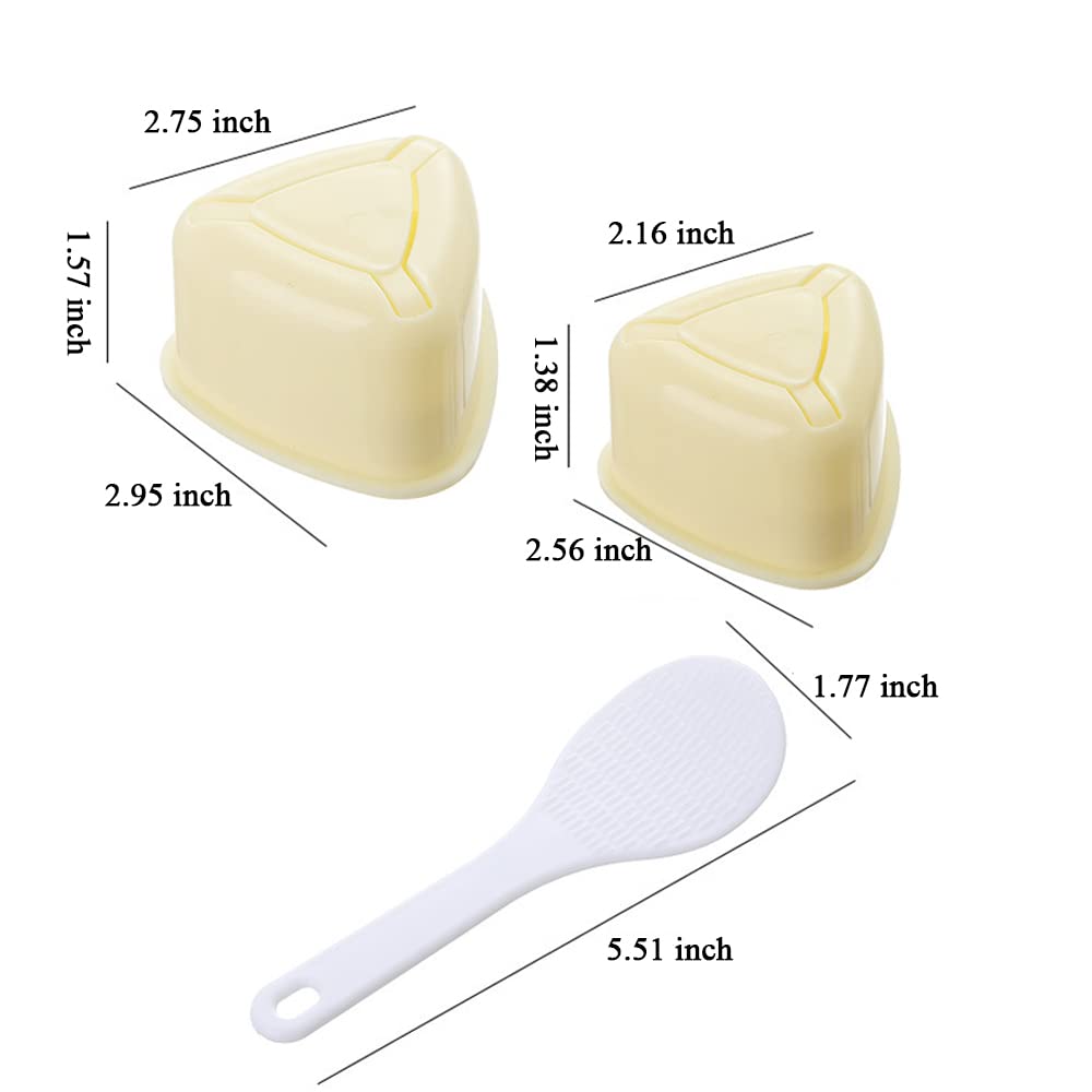 Onigiri Mold 2 Pack - Triangle Sushi Rice Ball Maker Press (Large & Small) - Non Stick Sushi Rice Making Kit for Bento Box, Lunch Prep & Japanese Cooking