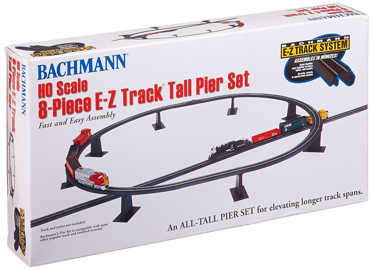 Bachmann Trains 8-Piece E-Z Track Tall Pier Set for HO Scale Model Railroads - Perfect for Bridge & Elevated Track Scenes