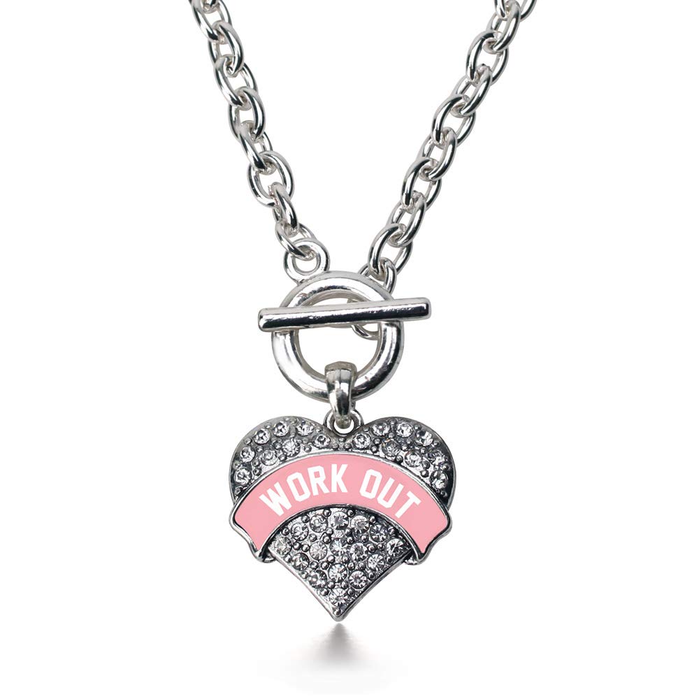 Inspired Silver - 18 Inch Sterling Silver Pave Heart Charm Necklace with Cubic Zirconia | Elegant Jewelry Gift for Women, Valentine's Day, Anniversary & Special Occasions