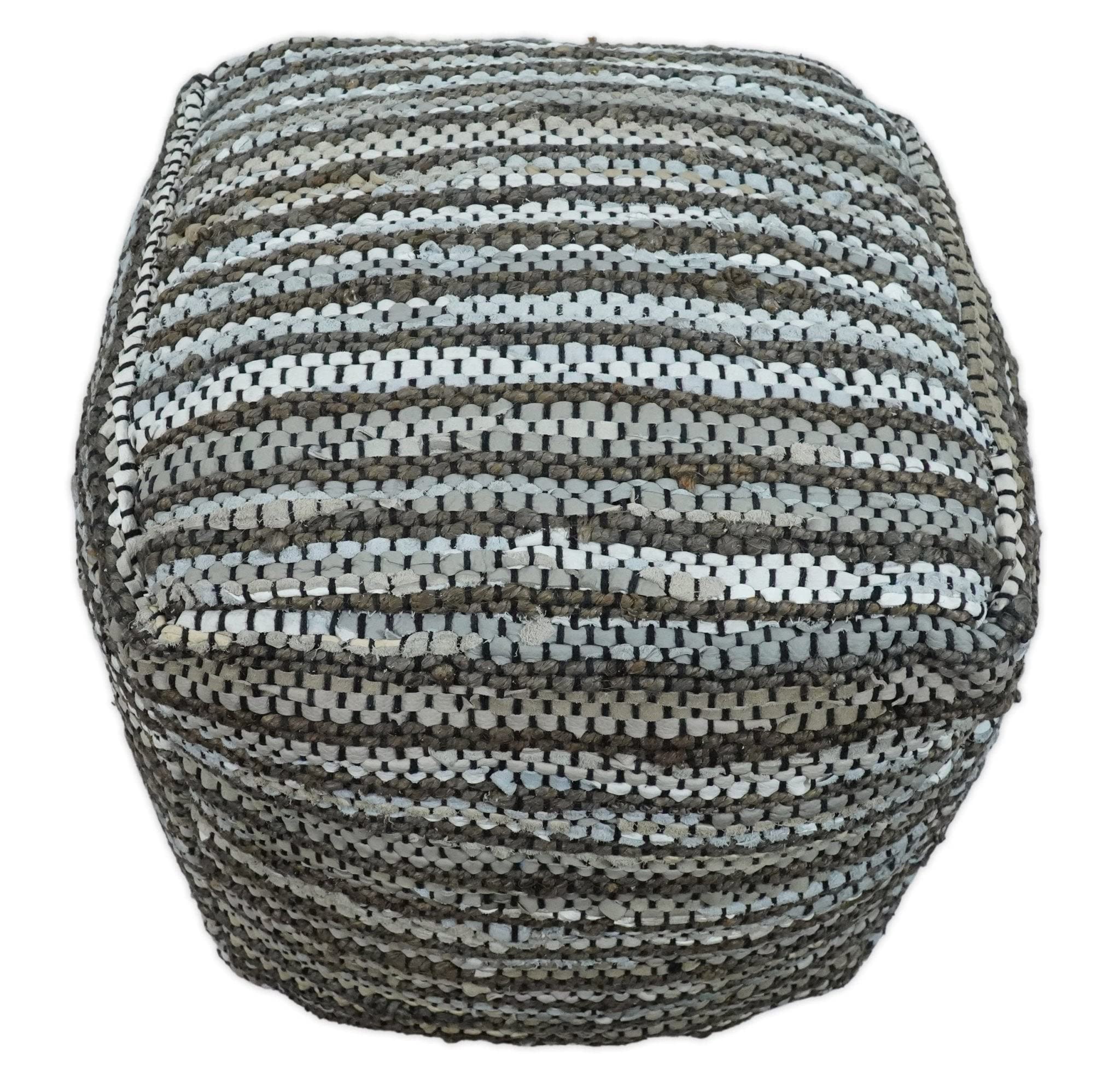 Brown Square Jute Pouf Ottoman - Versatile Footstool, Side Table & Boho Seat for Living Room & Bedroom - Perfect Foot Rest & Stylish Home Decor for Relaxation & Cozy Spaces