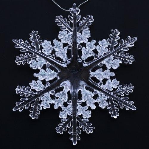 6 Pack Frosted White & Clear Acrylic Snowflake Christmas Tree Ornaments - Elegant Winter Decor for Holiday Trees, Windows, and Home Decoration