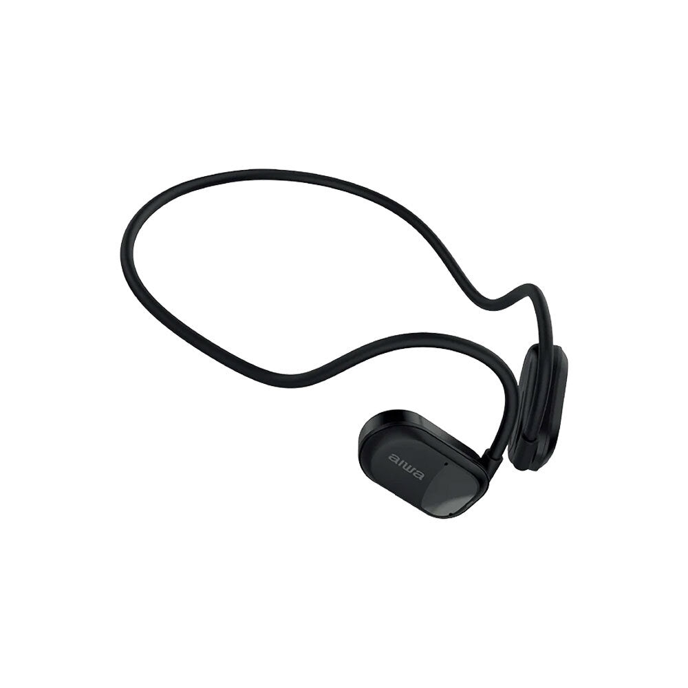 Aiwa Open Ear Sports Bluetooth Wireless Headphones with Mic - USB C Charging, Sweatproof & Lightweight for Running, Cycling, Gym Workouts (Black)
