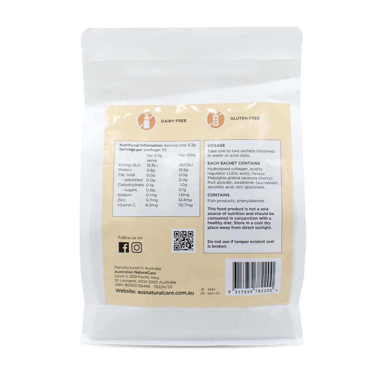 Australian Natural Care Marine Collagen Ultra Pineapple Powder - Premium Hydrolyzed Collagen Supplement for Skin, Hair & Joint Support - Great for Smoothies, Coffee & Baking Recipes