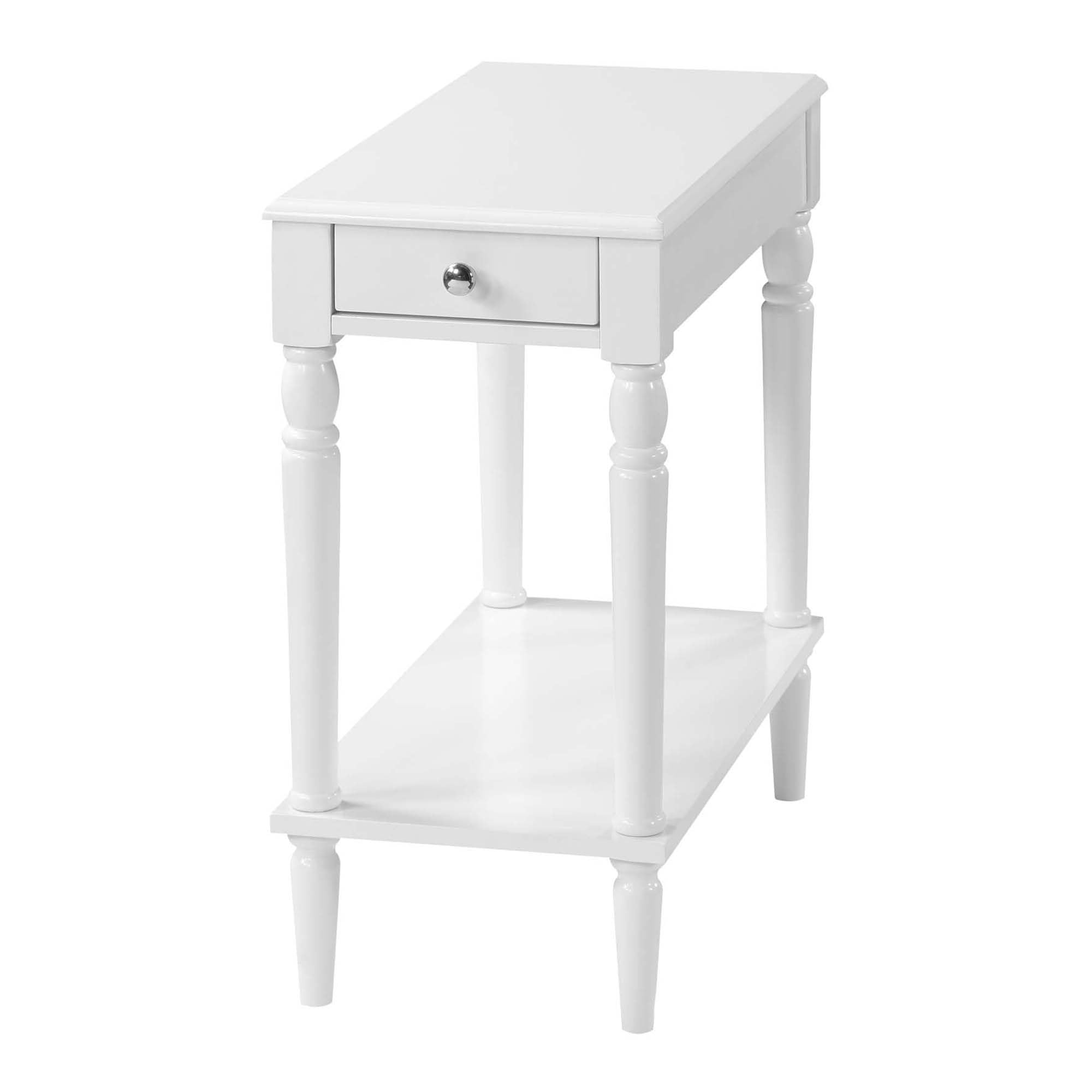 French Country Style No-Tools Assembly Chairside End Table in White - Perfect for Living Room, Bedroom, or Office Side Table