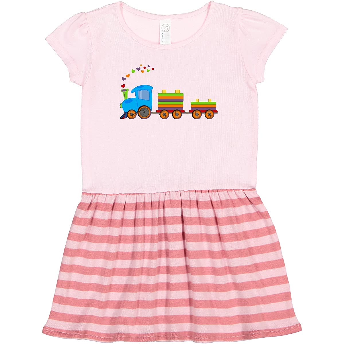 Inktastic Colorful Toy Train Toddler Dress - Cute Cotton Outfit for Baby Girls & Boys | Perfect for Playtime, Birthday Parties & Family Photos