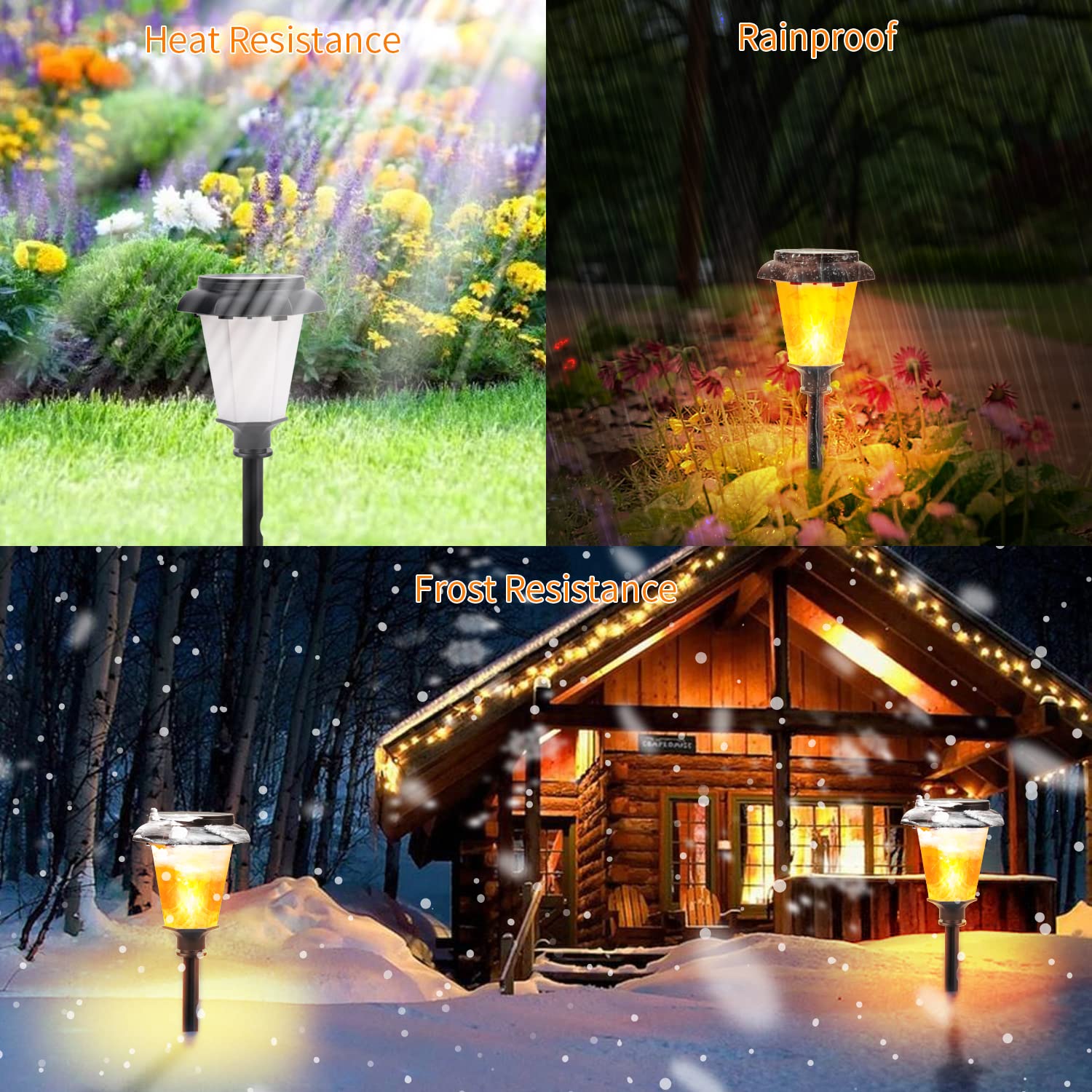 Solar Powered Outdoor Lights - 1 Pack Bright IP65 Waterproof Solar Garden Lights for Yard, Patio, Lawn, Walkway, Driveway & Pathway - Decorative Landscape Lighting (Orange) - Perfect for Evening Garden Illumination and Outdoor Decor