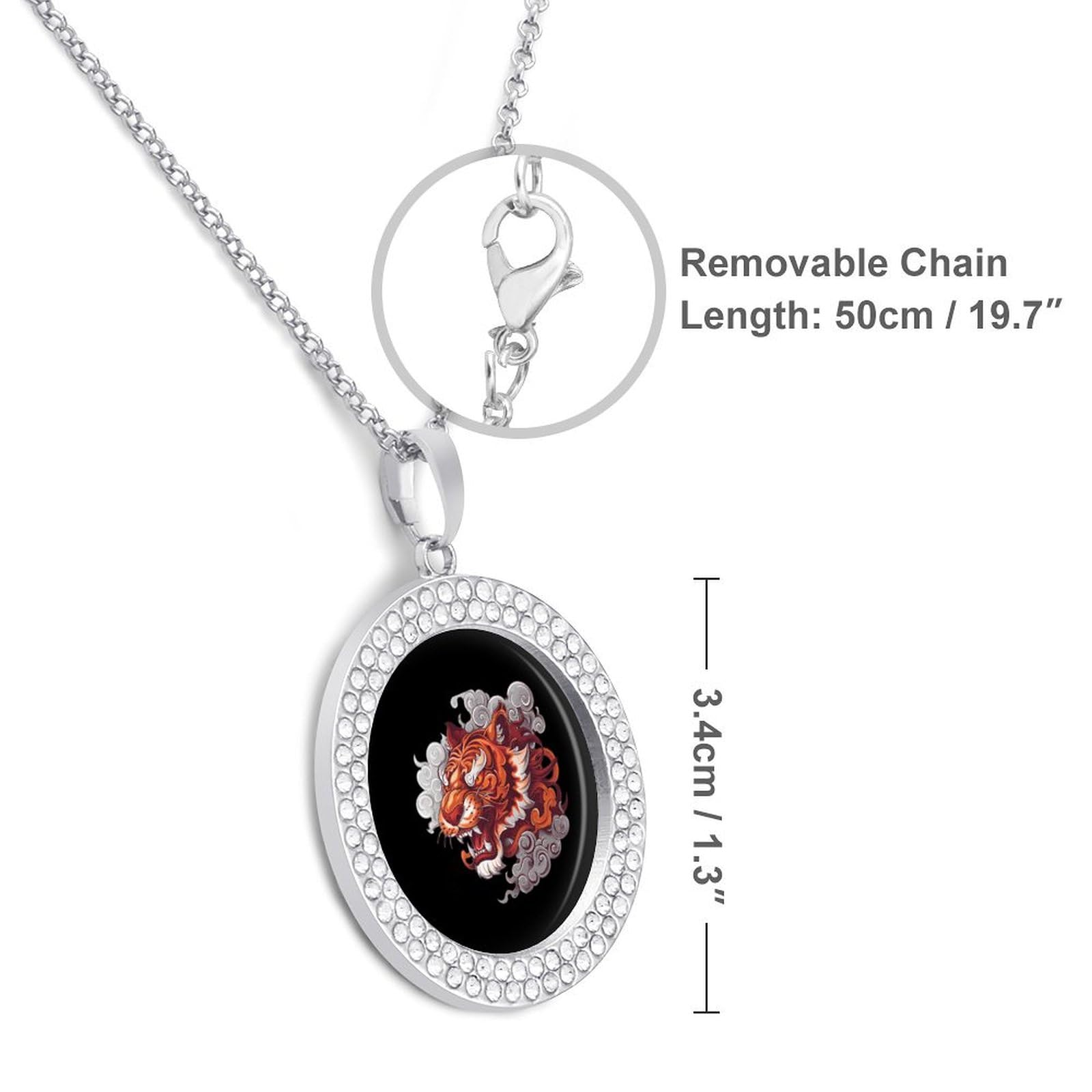 Tiger Spirit Multicolor Diamond Circle Pendant Necklace for Women - Elegant Jewelry Gift for Birthday, Anniversary & Special Occasions