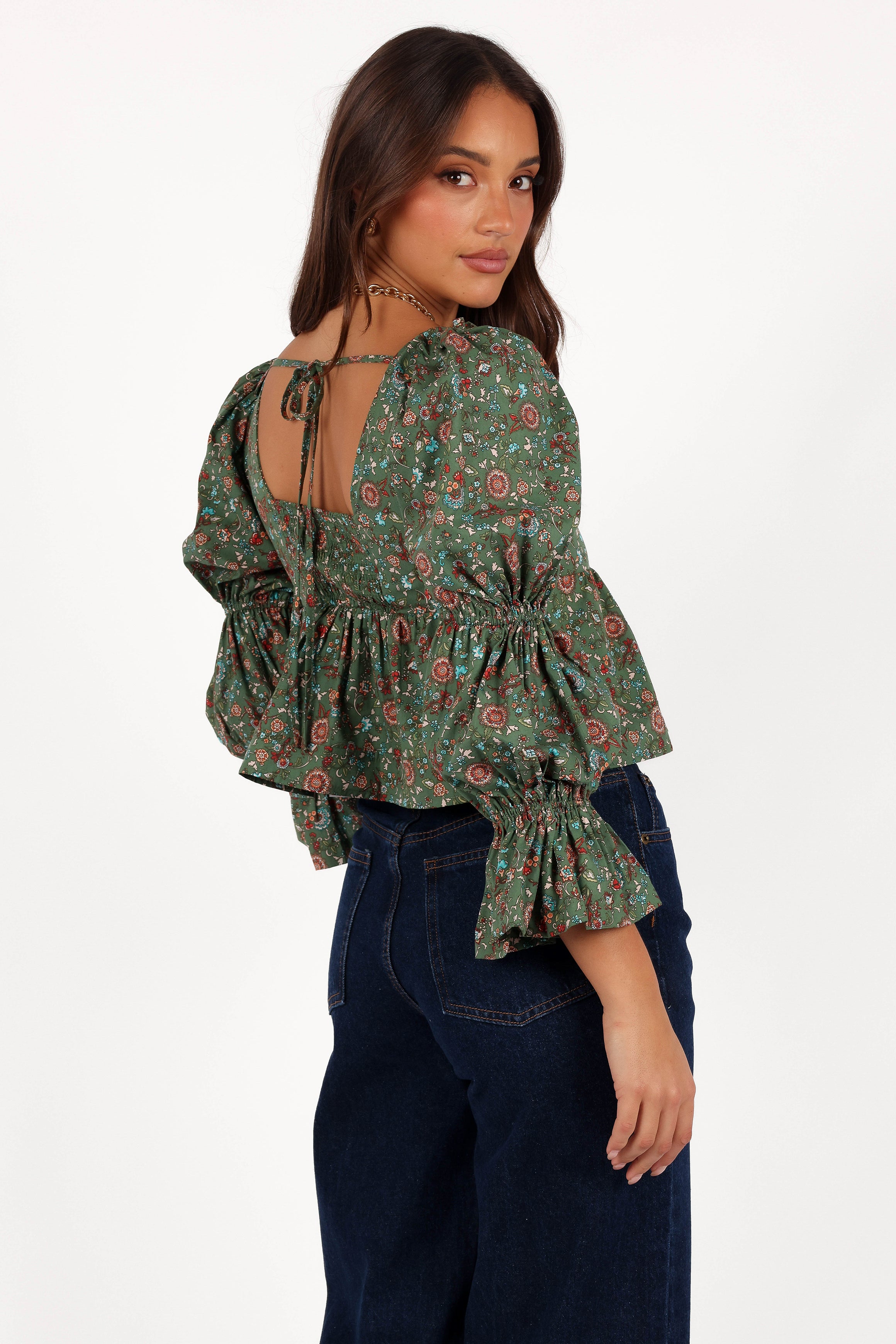 Kenny Top Green Paisley Floral Print Women's Blouse - Elegant Boho Style for Casual Wear, Office & Date Night Outfits
