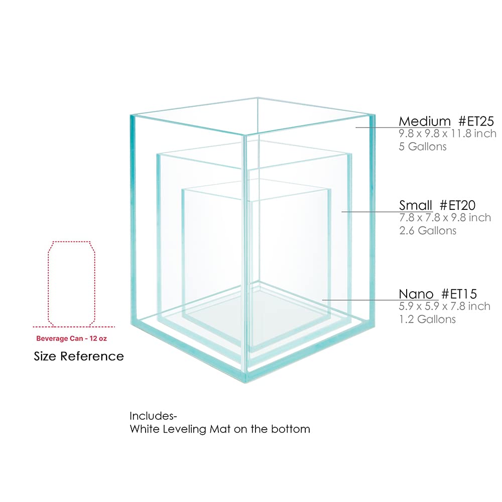 Premium Nano Tall Rimless Frameless Aquarium Tank - Ultra Clear Low Iron 5mm Glass with White Leveling Mat & Optional Lids - Perfect for Home Office Desktop, Zen Decor, Betta Fish, Shrimp & Nano Aquatic Ecosystems