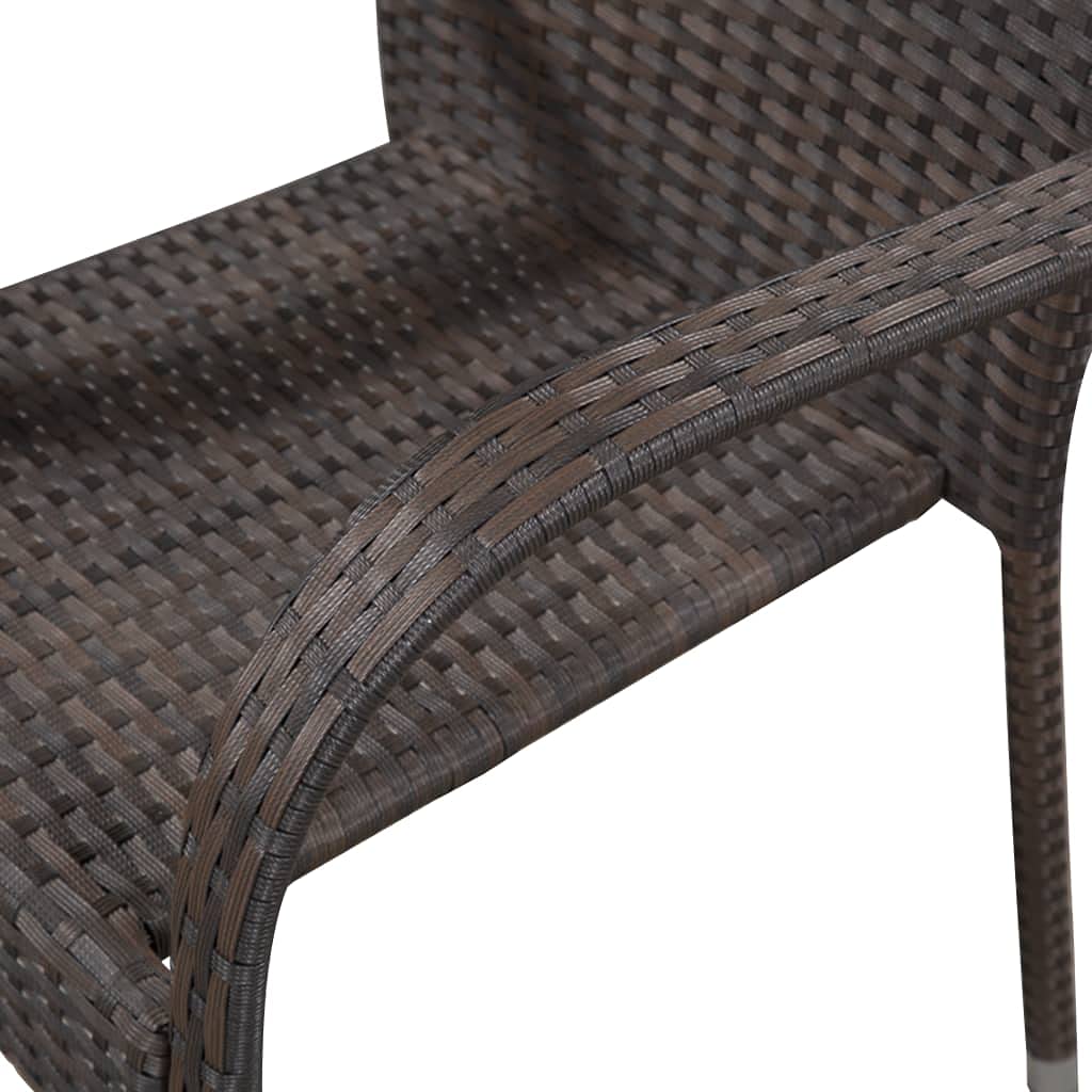 4-Piece Stackable Brown Poly Rattan Patio Chairs Set - Weather-Resistant Outdoor Furniture for Garden, Deck, Balcony, Backyard & Poolside - Perfect for Relaxing, Entertaining & Lounging