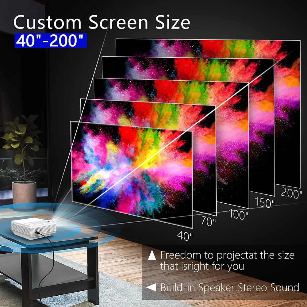 TYREE 1080P HD Projector 12000LM Home Theater Video Projector with WiFi & Bluetooth - Compatible with USB/VGA/AV/iOS/Android for Movies & Gaming (UK Plug) - Perfect for Home Cinema, Outdoor Movie Nights & Presentations