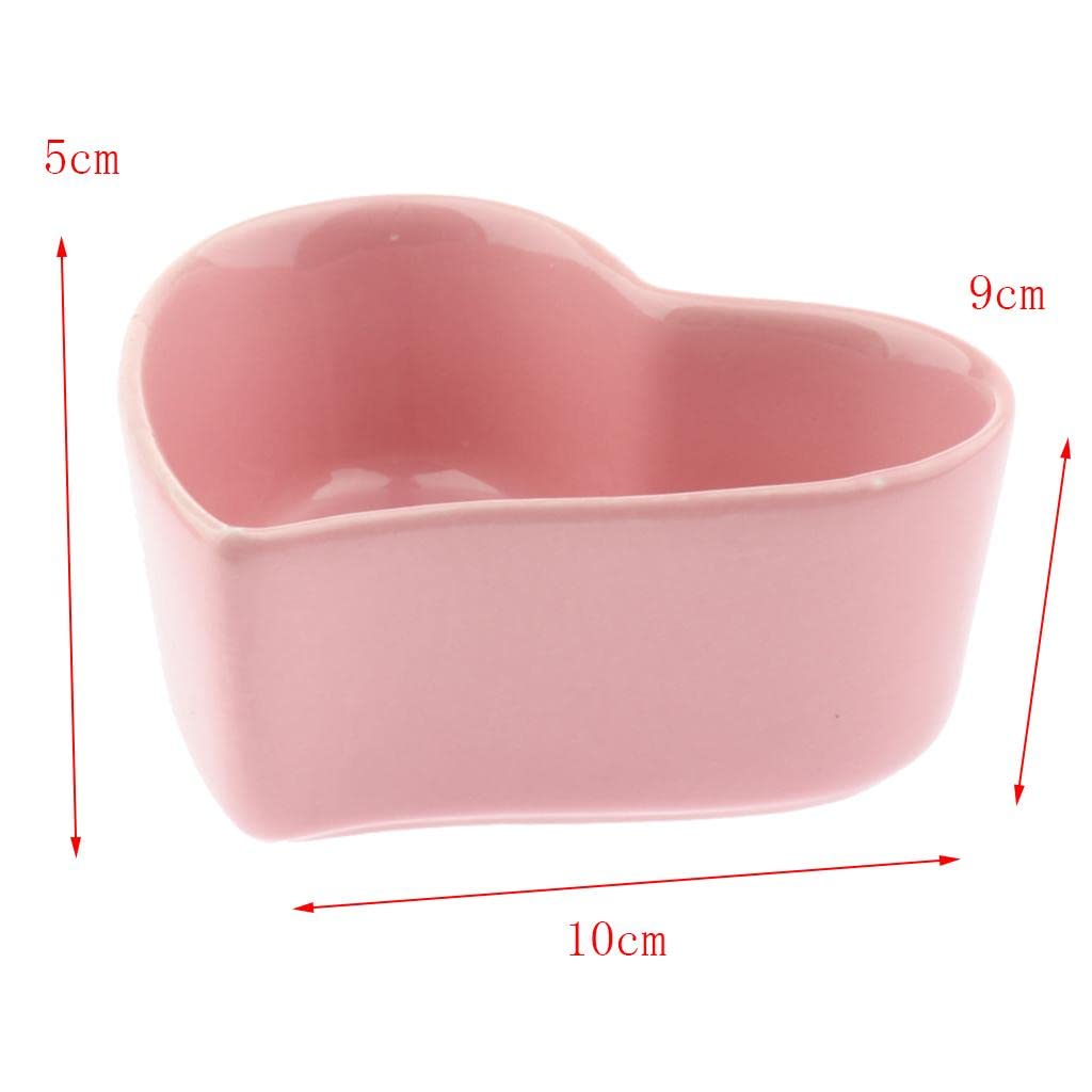 UJEAVETTE Small Ceramic Pet Bowl Set - 1 Pair Heart-Shaped Feeding Dishes for Hamsters, Rabbits & Small Animals | Durable Pink Food & Water Bowls for Cage, Hutch or Playpen Use