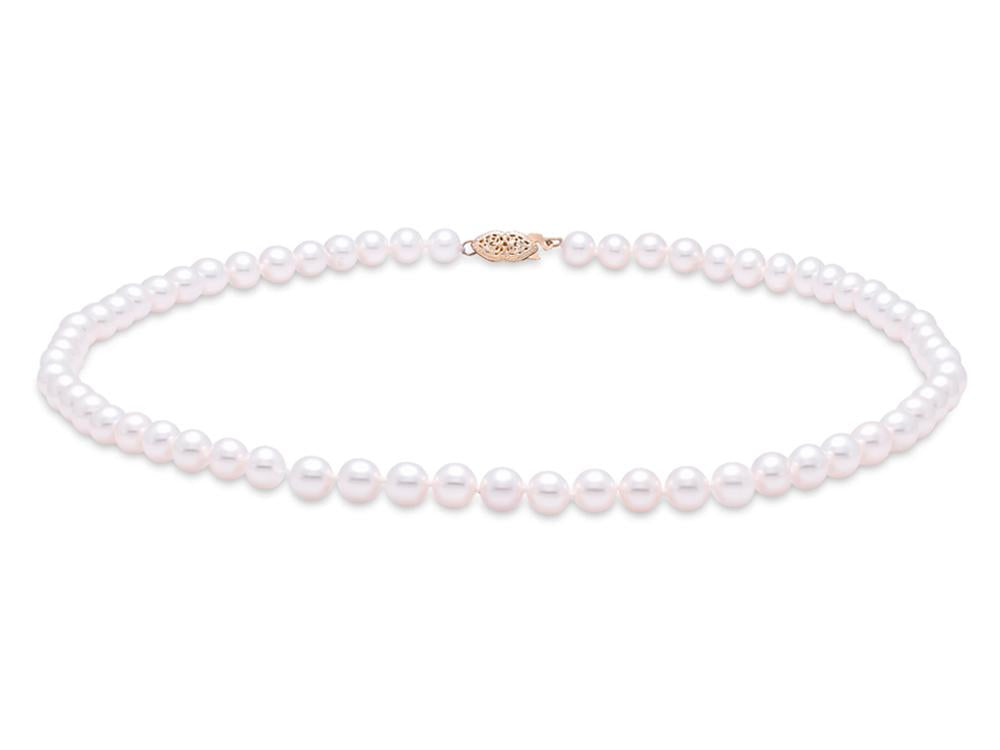 7.5-8mm Freshwater Pearl Necklace with 14K Gold Filigree Clasp - Elegant Jewelry Gift for Women, Perfect for Weddings, Parties & Special Occasions