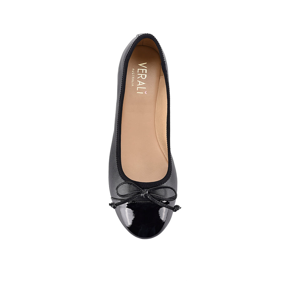 Bamba Ballet Flats for Women - Comfortable Black Patent Leather Slip-On Shoes for Work, Office & Casual Wear