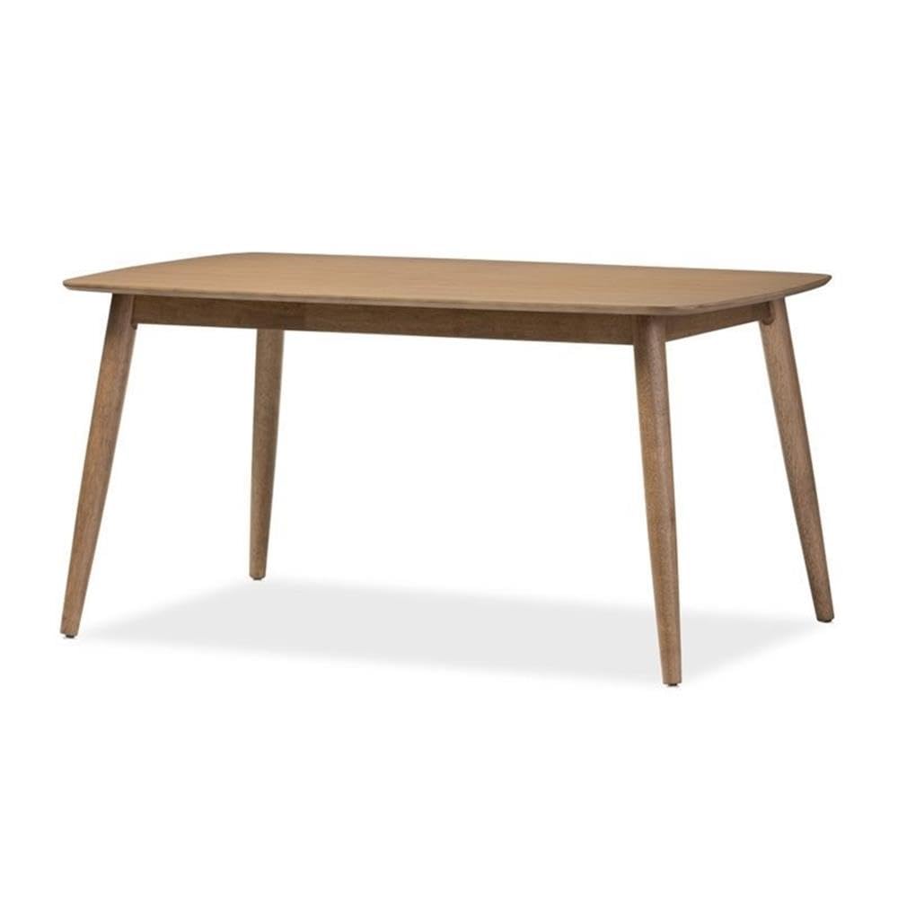 BOWERY HILL Mid-Century Modern Dining Table - French Oak Veneer - Perfect for Dining Room, Kitchen, or Open Concept Living Space