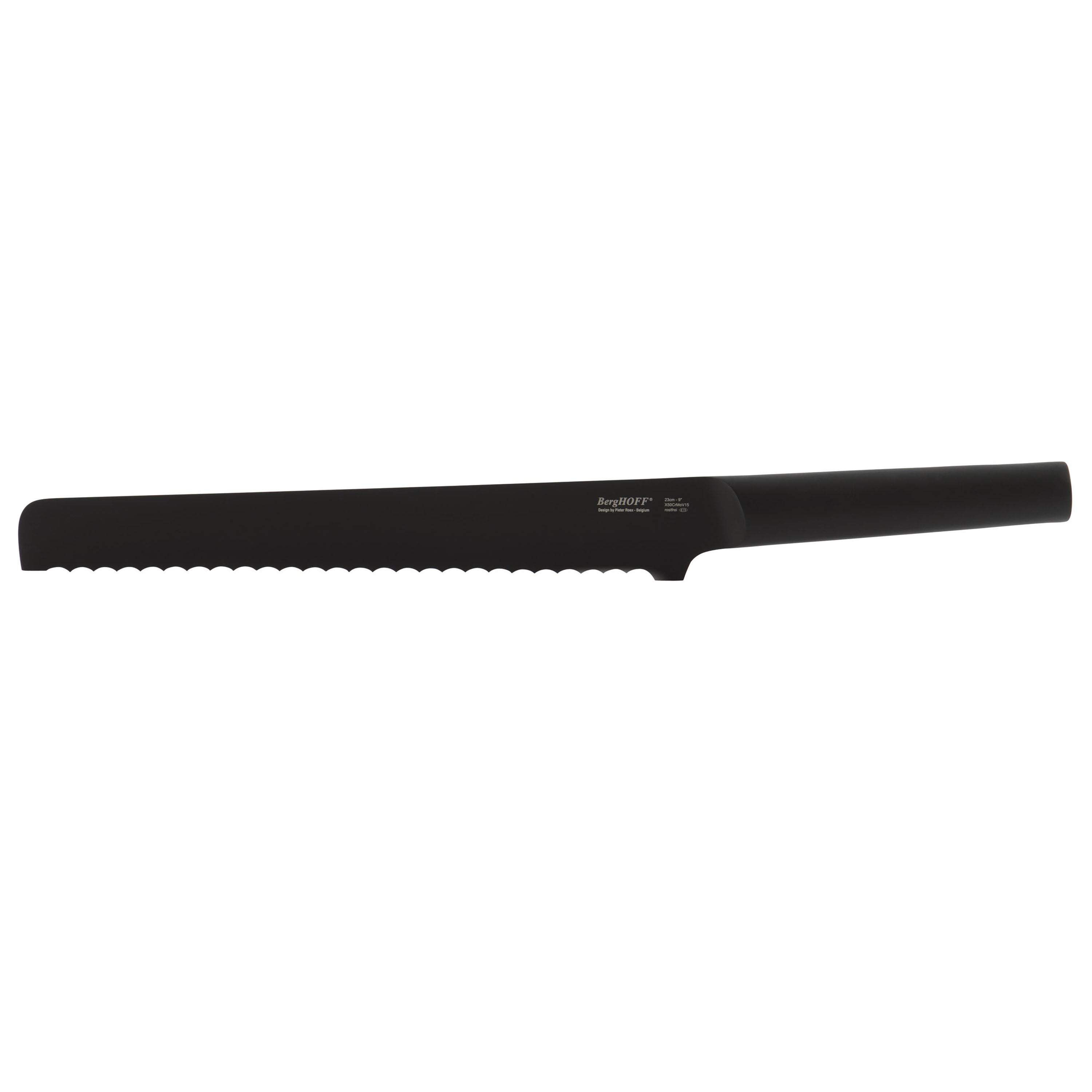 BergHOFF Ron 9-Inch Black Bread Knife - Premium Stainless Steel Blade for Slicing Bread, Cakes & Pastries - Perfect for Home Baking & Professional Kitchens