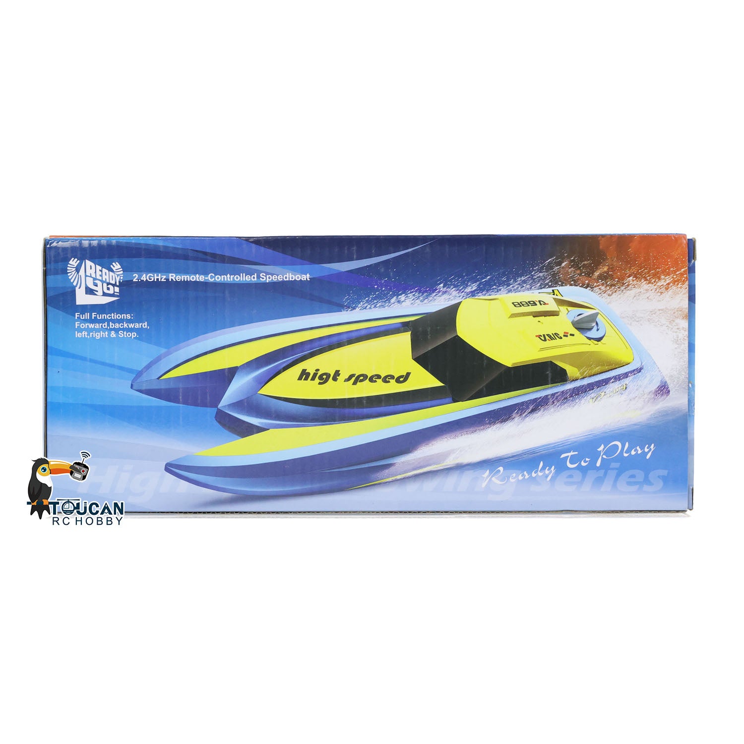 TOUCAN High Speed Electric RC Boat - Ready to Run (RTR) Radio Controlled Racing Ship for Kids & Adults - Durable Plastic Pool & Lake Toy for Outdoor Water Play - Painted & Assembled for Immediate Fun