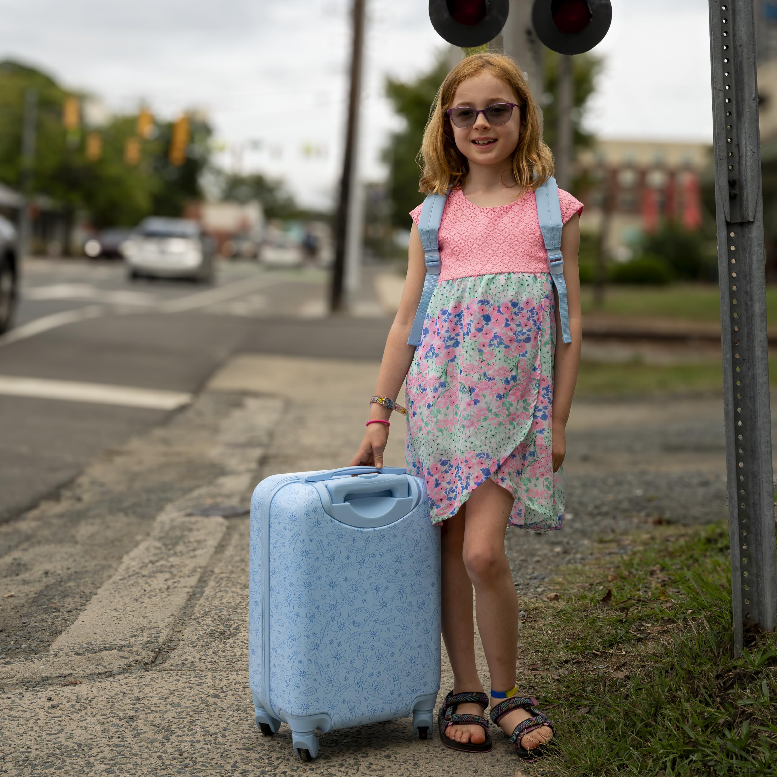 Bluey Kids Luggage and Backpack Set - 18 Inch Wheeled Carry-On Suitcase & 13.75 Inch School Backpack for Travel, School & Day Trips | Durable Children's Luggage with Wheels & Matching Backpack