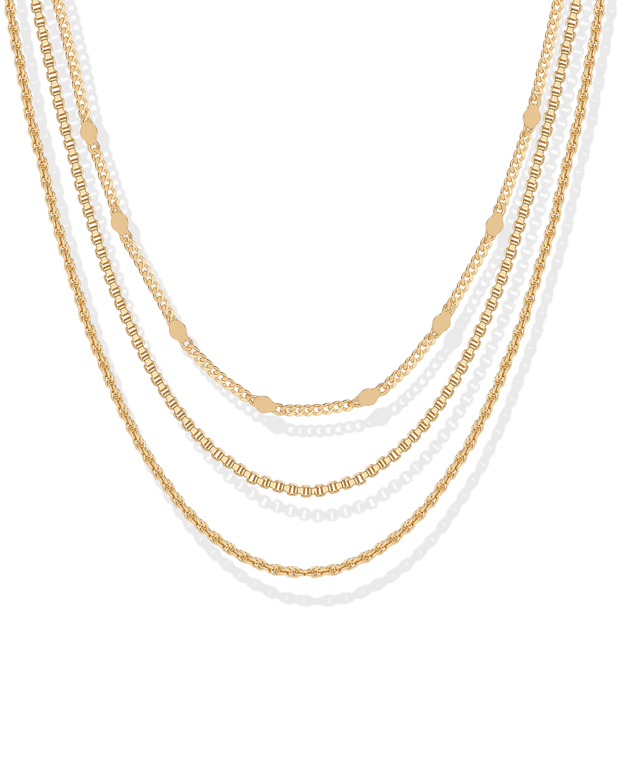 PAVOI 14K Gold Plated Layering Necklace Set for Women - Satellite, Box & Rope Chain Styles | Dainty Layered Necklaces for Everyday Wear, Office & Special Occasions