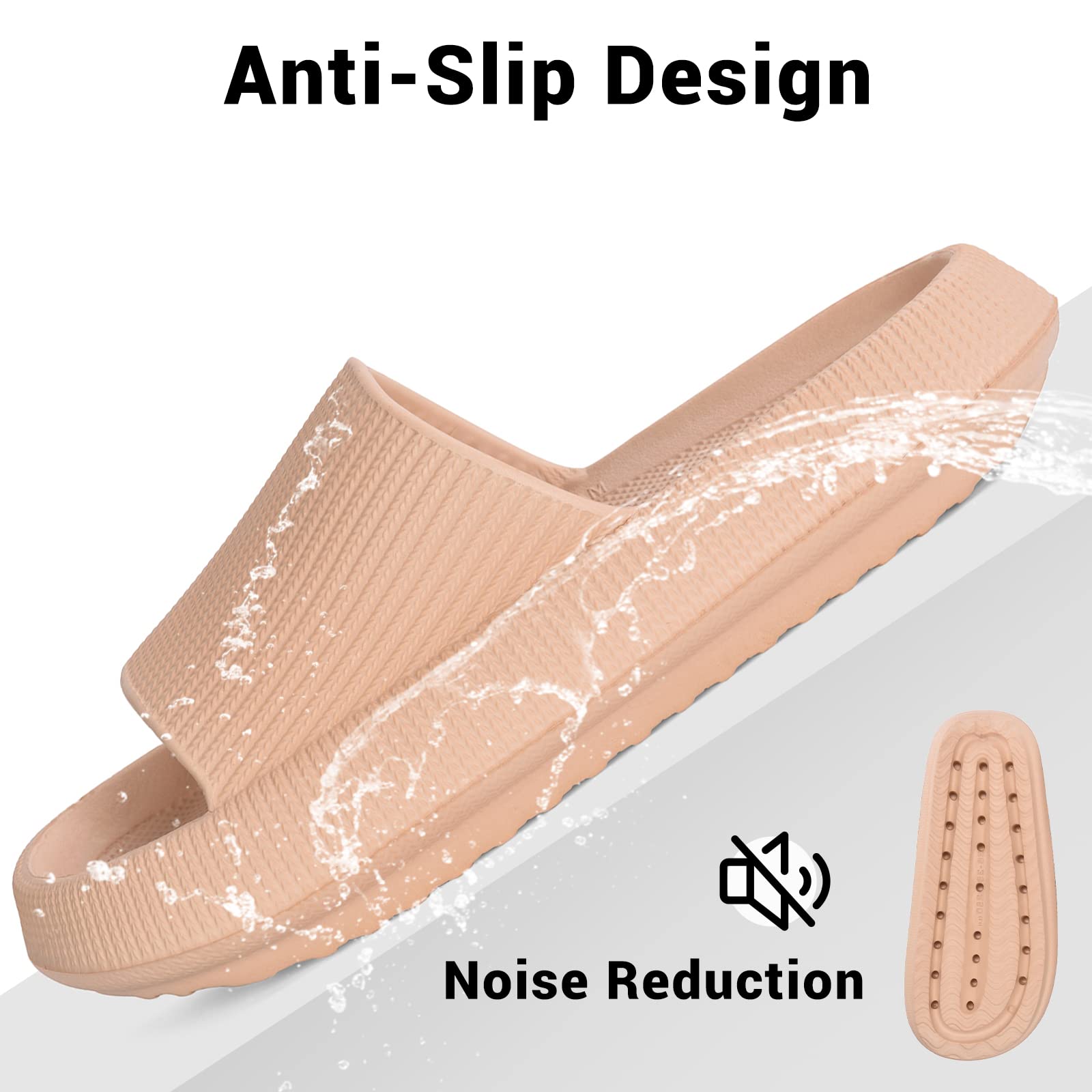 **VONMAY Cloud Slides for Men & Women - Quick Drying, Non-Slip Shower Sandals with Cushioned Thick Sole - Comfortable & Supportive House Slippers for Indoor, Outdoor, Pool & Beach Use**
