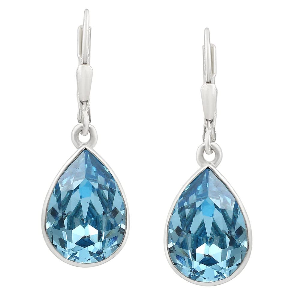 Sparkling Silver Crystal Dangle Earrings for Women - Elegant Pear-Shaped Wedding & Party Jewelry - Perfect for Date Nights, Bridal Accessories & Special Occasions