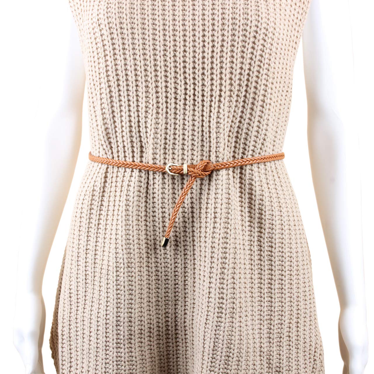 Ayliss Women's Braided PU Leather Skinny Belt - Thin Woven Waist Belt with Pin Buckle for Jeans, Pants & Dresses | Perfect for Casual, Office & Date Night Outfits