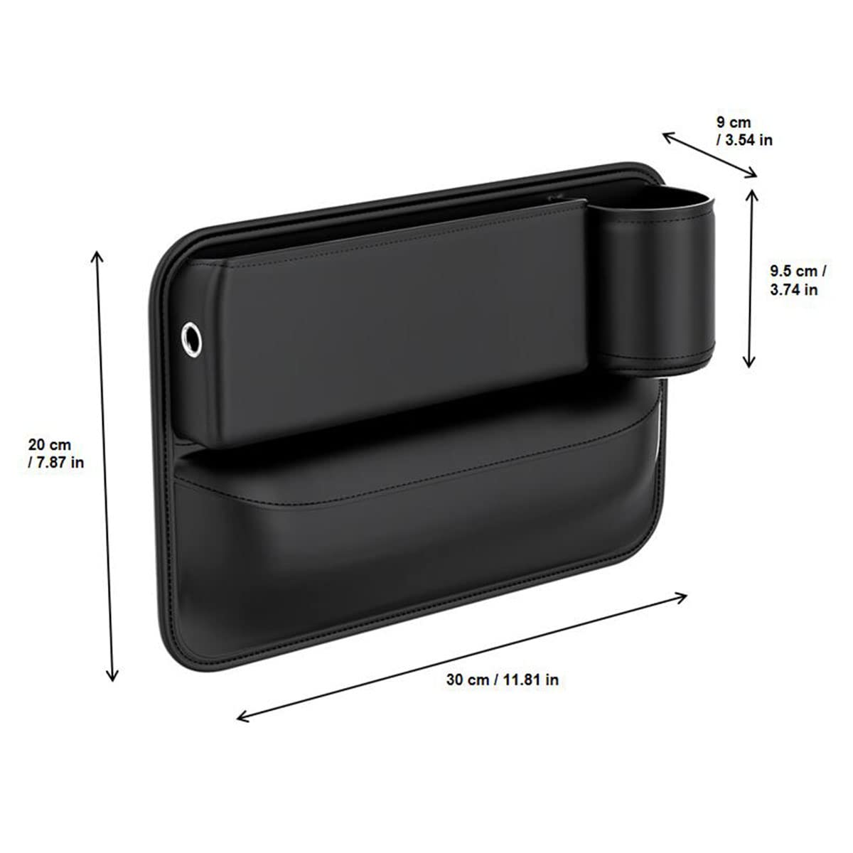 Premium Leather Car Seat Gap Organizer - Auto Console Storage Box with Cup Holder for Phone, Wallet, Keys & Coins | Perfect for Passenger Side Organization | Ideal for Road Trips, Commuting & Daily Driving