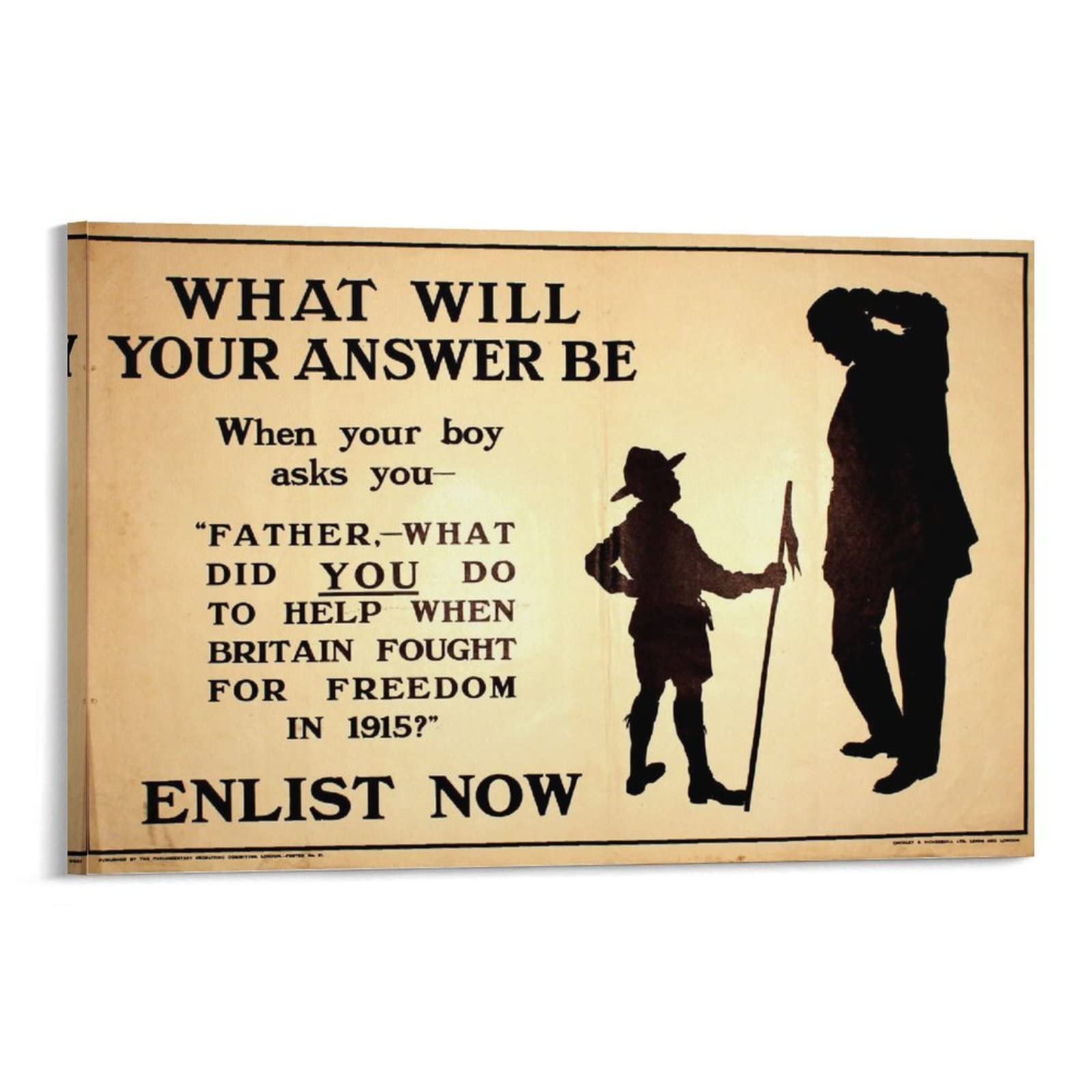 WWI Recruitment Poster Art Print - Vintage Military Canvas Wall Decor for Bedroom, Living Room & Home - Historical War Propaganda Artwork from Gallery of Victoria - Perfect for Man Cave, Office & Bathroom Decor