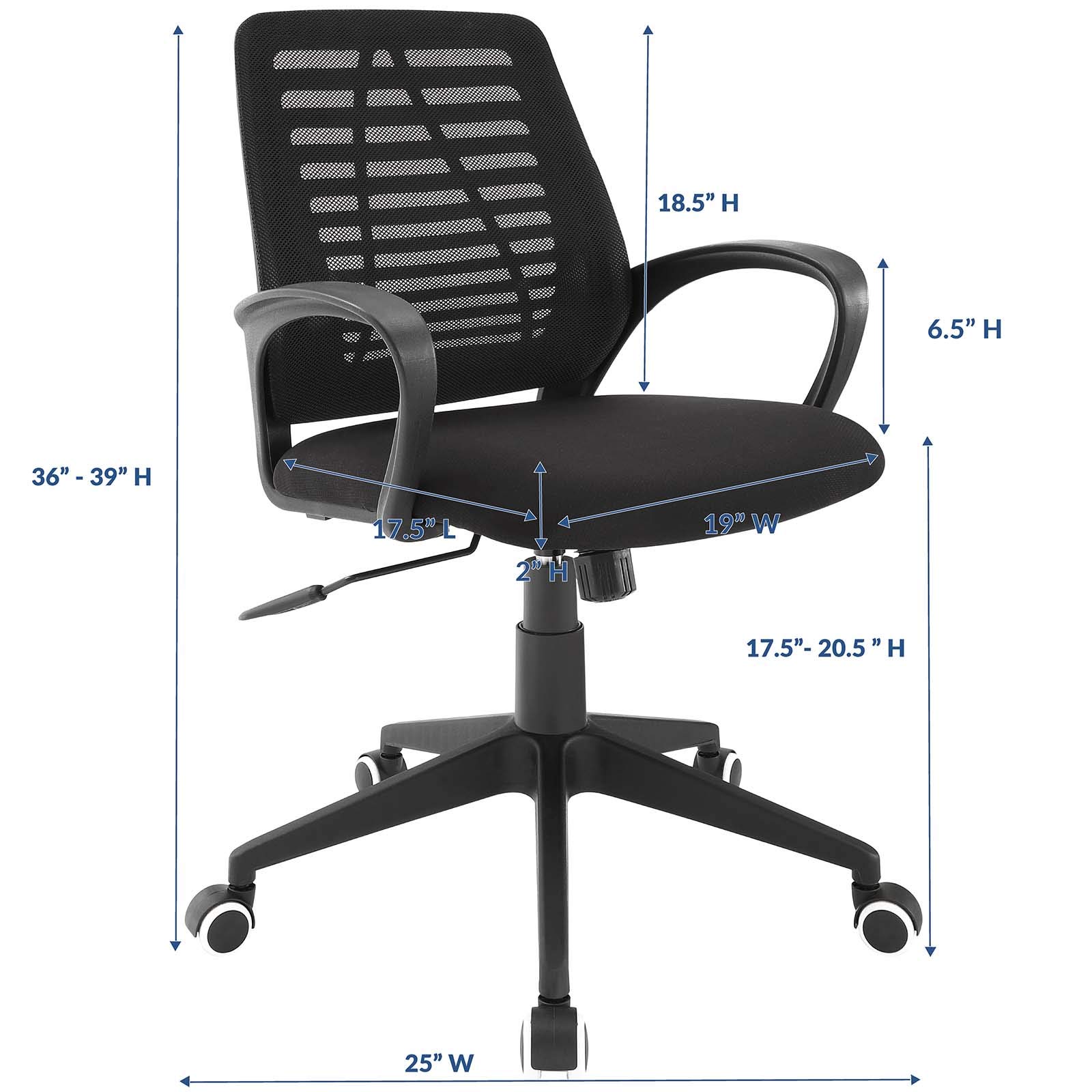 Modway Ardor Black Mesh Ergonomic Office Chair - Adjustable Height, Lumbar Support for Home & Office Workspace - Comfortable Computer Desk Chair for Long Hours Sitting