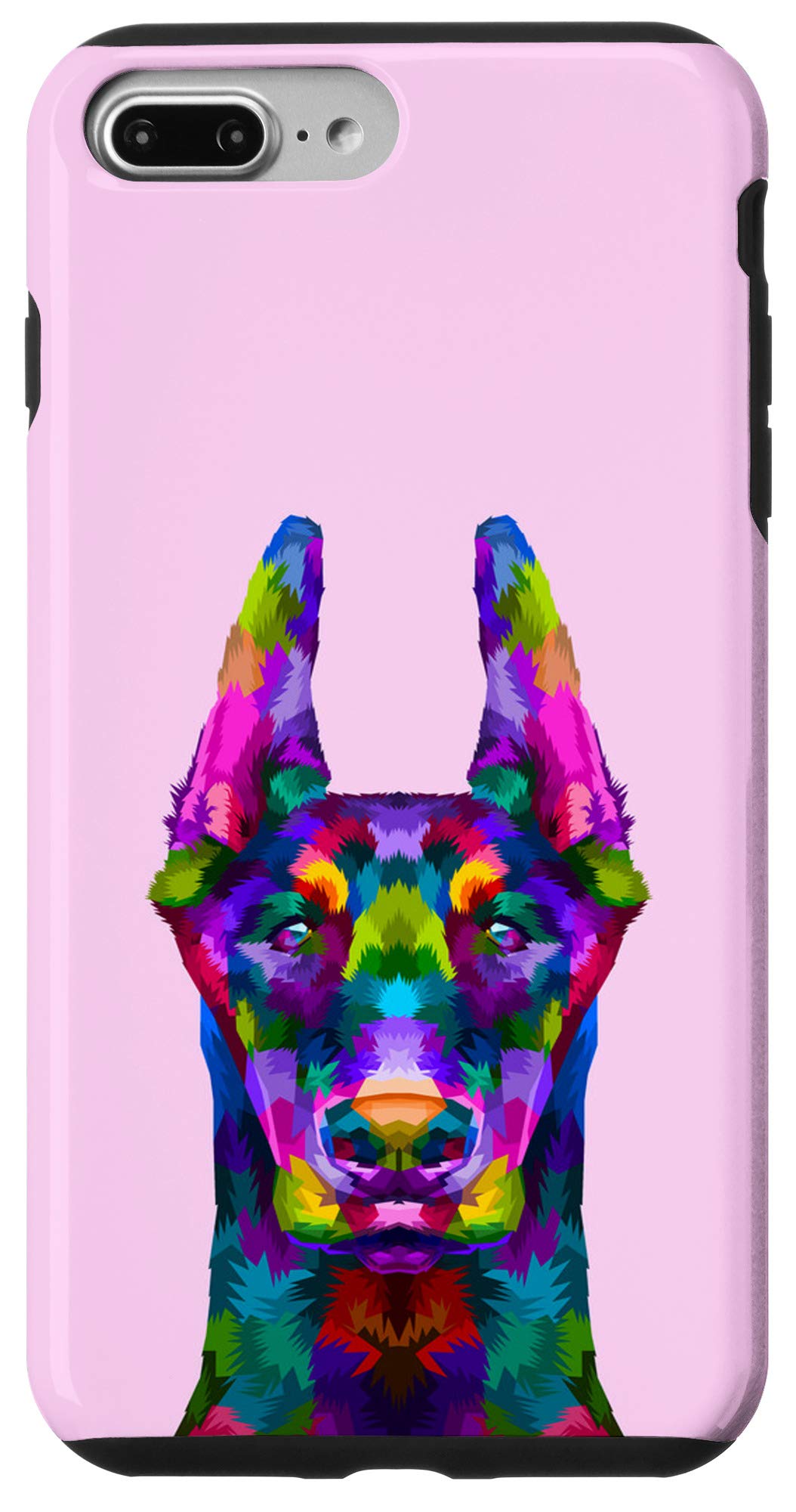 iPhone 7 Plus/8 Plus Doberman Phone Case - Colorful Roaring Doberman Head Pop Art Design, Perfect for Daily Use, Travel, and Gift Giving