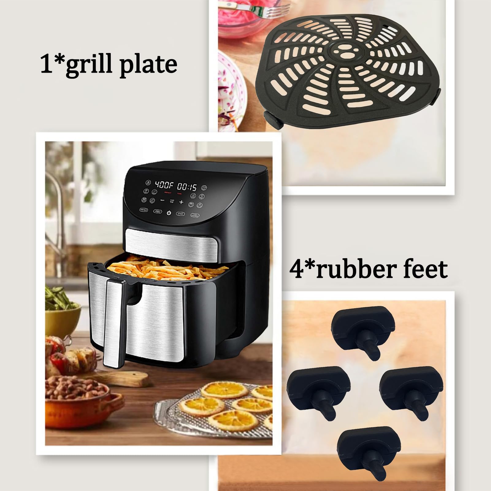 Upgraded 7QT Square Air Fryer Rack for Gourmia GAF798 - Nonstick Crisper Plate & Grill Pan Insert, Dishwasher Safe Grid Shelf - Perfect for Healthy Cooking, Crispy Fries, Chicken Wings & Vegetables