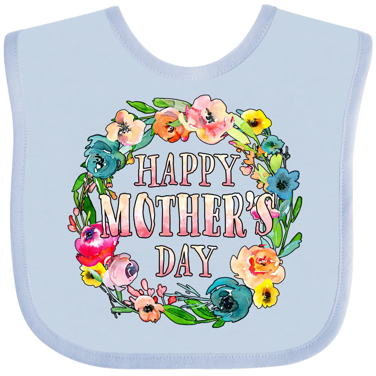 Inktastic Happy Mother's Day Floral Baby Bib - Cute & Soft Cotton Drool Bib for Infants & Toddlers - Perfect Gift for New Moms, Baby Showers & Mother's Day Celebrations