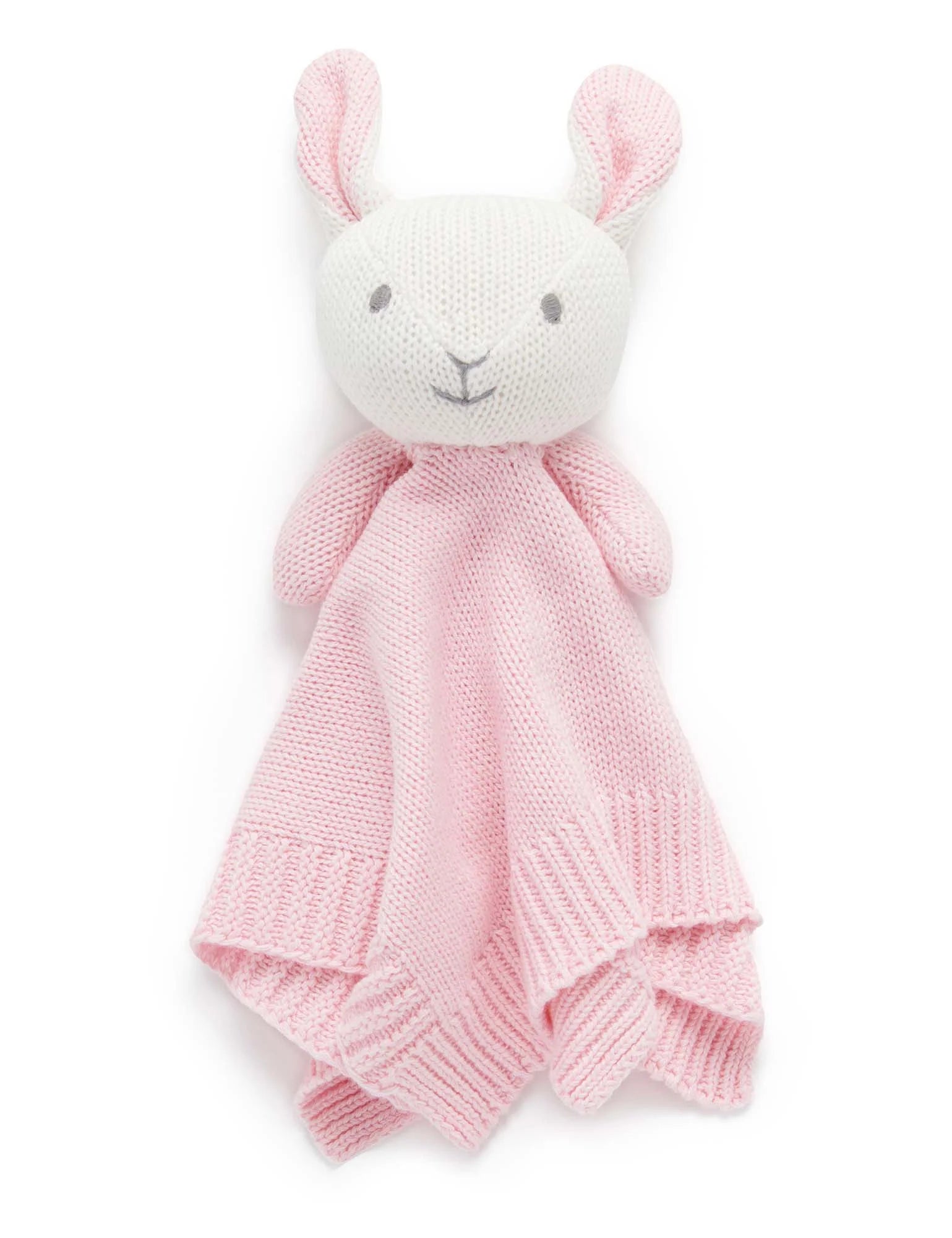 Purebaby Knitted Bunny Comforter - Soft Pink Baby Security Blanket for Newborns & Toddlers | Perfect for Nursery, Stroller & Bedtime Comfort