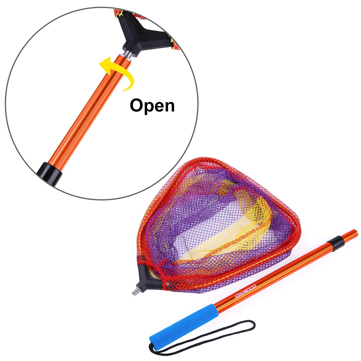 ODDSPRO Kids Fishing Pole and Net Set - Adjustable Telescopic Fishing Rod with Safety Hook for Children - Perfect for Outdoor Fishing, Camping, and Family Bonding Activities
