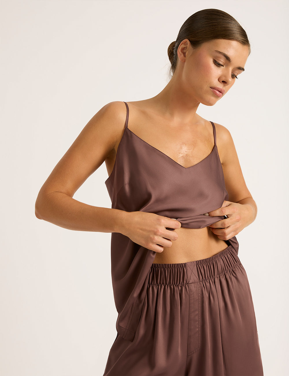 Vegan Silk Short Sleeve Shirt - Garnet Red | Eco-Friendly & Soft Women's Top for Casual Wear & Summer Outfits